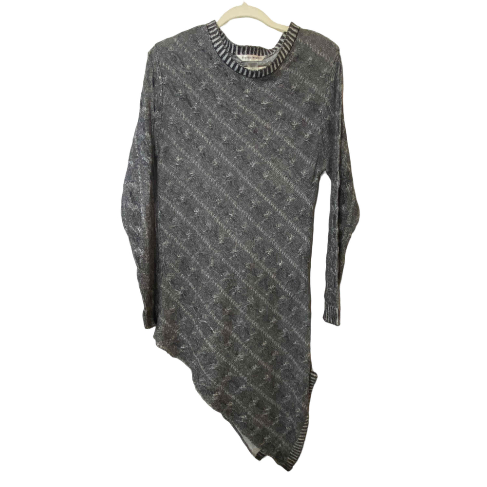 Bianca Nygard Women Gray Diagonal Cable Net Print Asymmetrical Tunic Dress Sz L